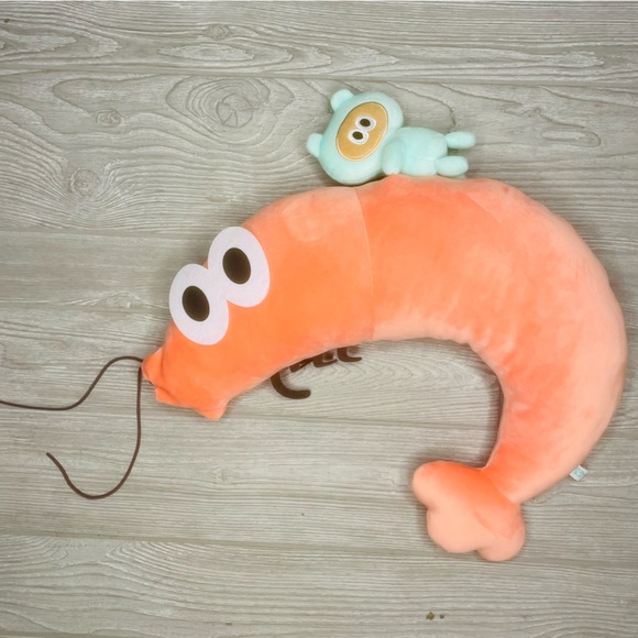 Shrimp plush with teddy bear riding it unique weird kids toy stuffed animal - Picture 2 of 6